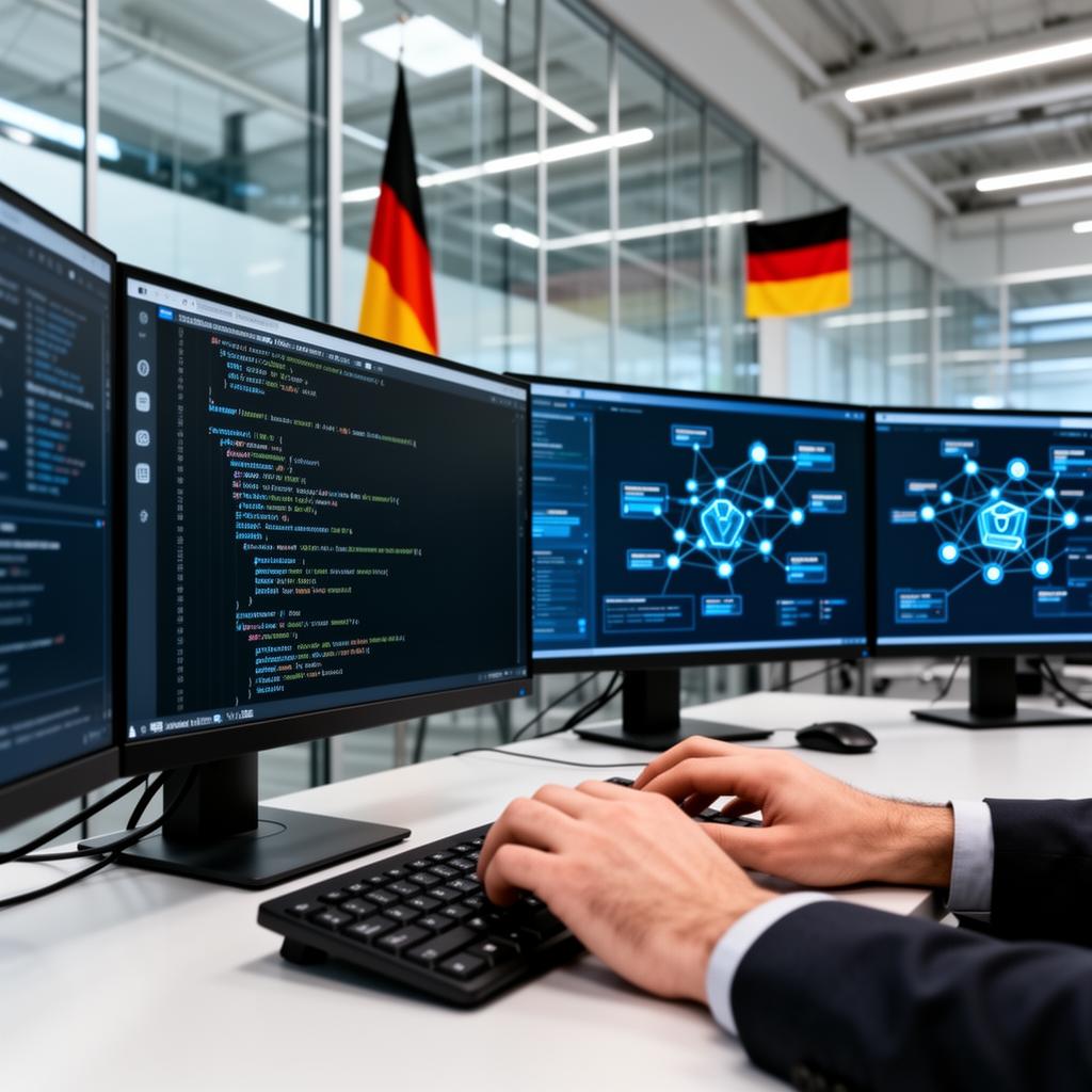 Cybersecurity team working in modern automotive engineering office