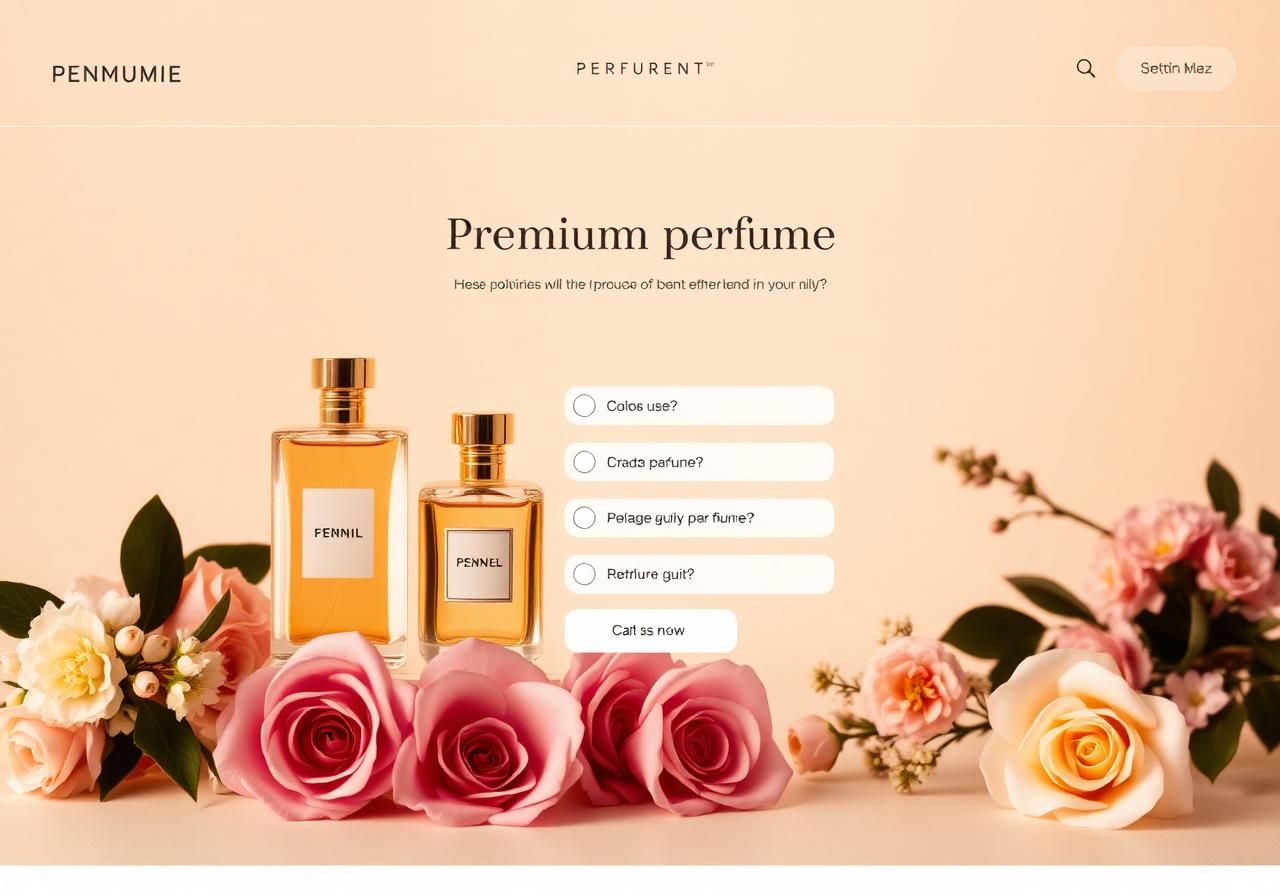 Elegant perfume quiz interface showcasing fragrance personality matching