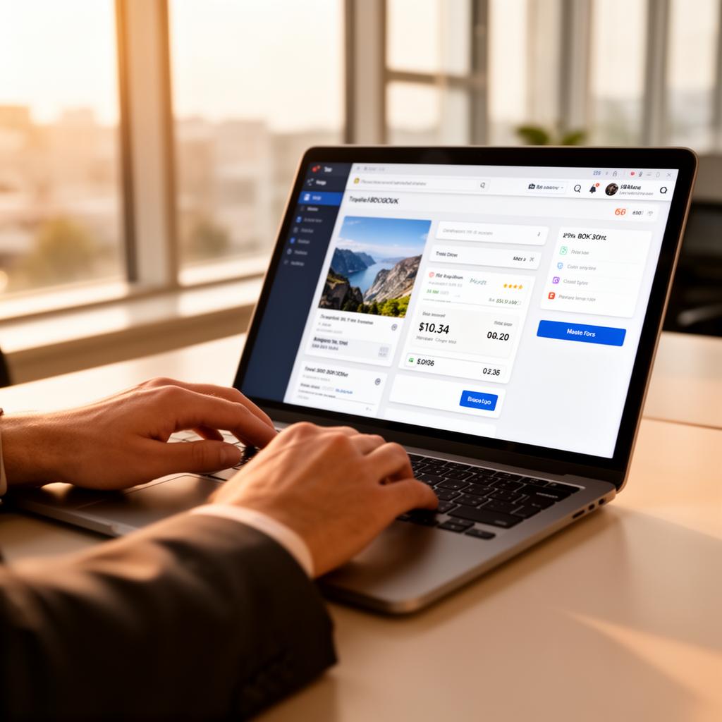 Business professional using Cytric travel management system
